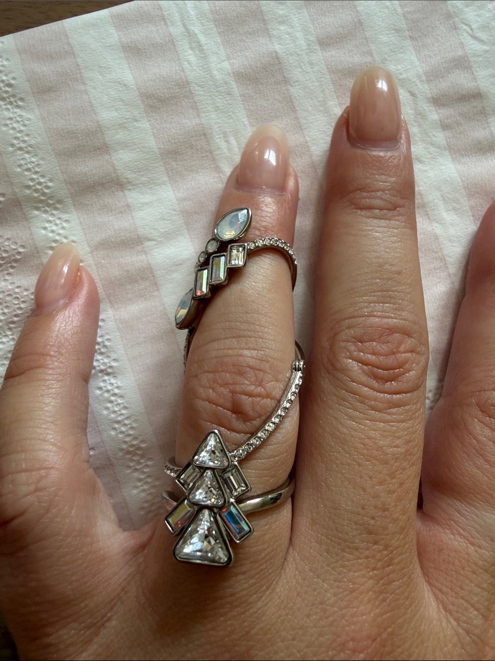 Swarovski Silver Crystal Geometric Statement Ring - Women Jewelry